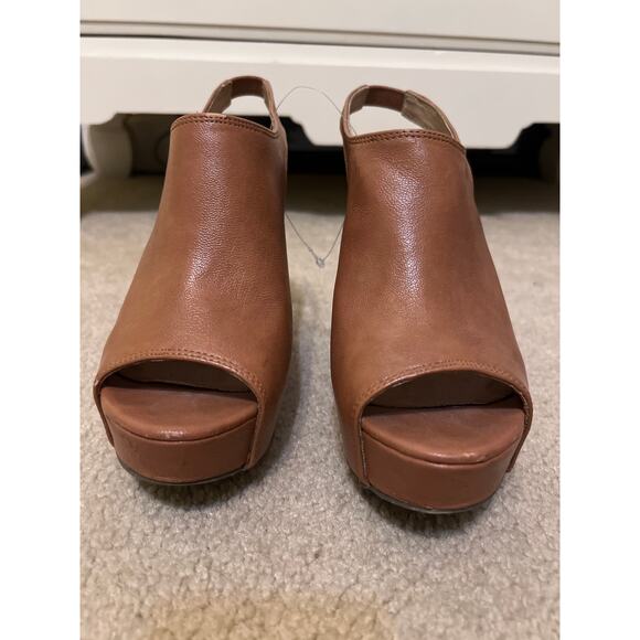 Steve Madden Blassst Tan Slingback Peep Toe Platform Wedge Heels Womens Size 7.5 - Picture 7 of 7